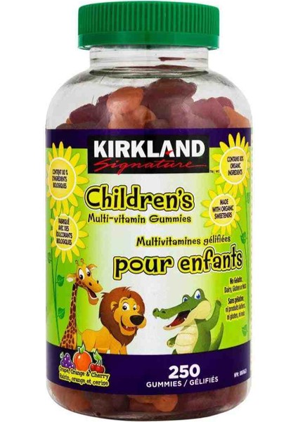 Signature Children's Multivitamin 250 Gummies-2 Yaştan Itibaren Çocuklar Için-Organik Içerikli-Usa