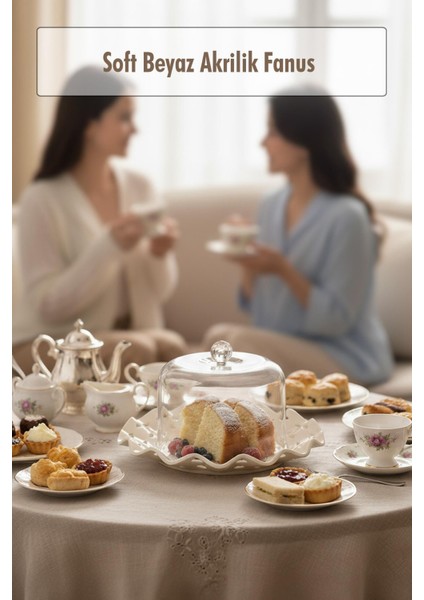 Beyaz Akrilik Delikli Fanus Sunum ve Saklama Kabı - 2 Parça