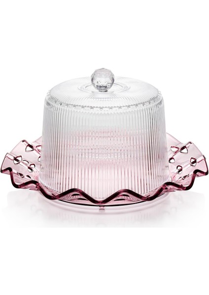 Akrilik Barok Mürdüm Renk Kek Fanus & Kek Saklama Kabı & Şık Sunum Organizeri 26 cm modelleri