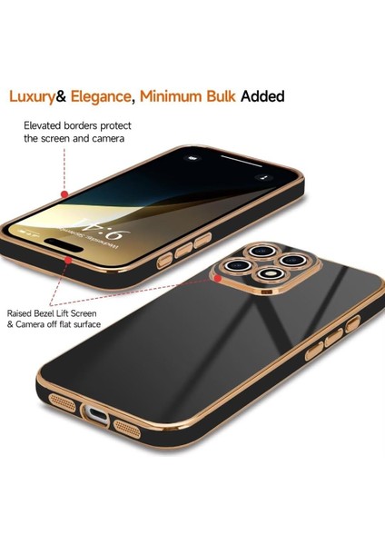 Xiaomi Mi 14T Pro Kılıf Kamera Korumalı Parlak Gold Kenarlı Altın Işlemeli Şeritli Yumuşak Silikon Bark Kapak modelleri