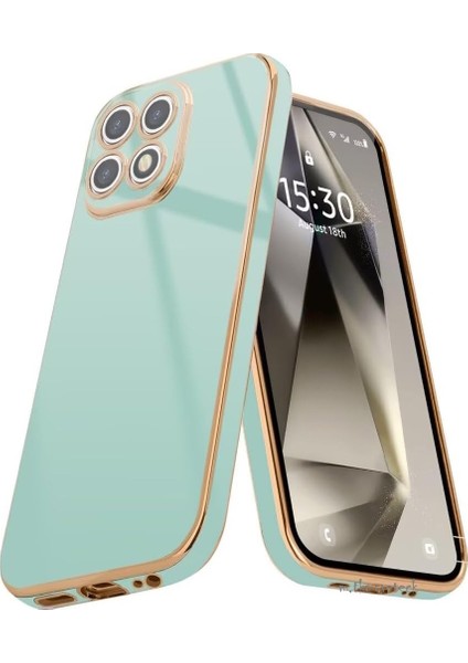 Xiaomi Mi 14T Pro Kılıf Kamera Korumalı Parlak Gold Kenarlı Altın Işlemeli Şeritli Yumuşak Silikon Bark Kapak