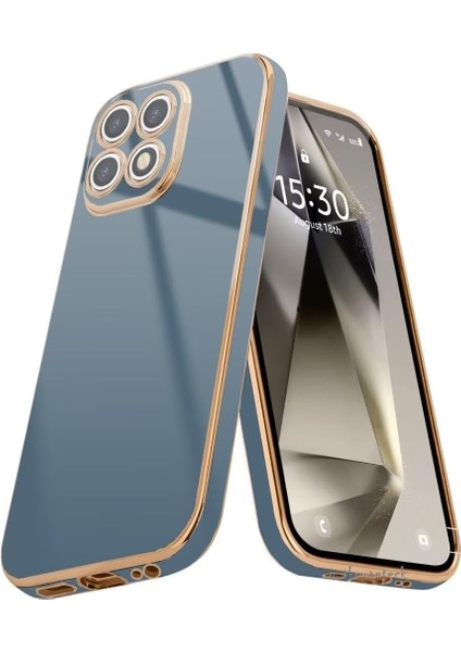 Xiaomi Mi 14T Pro Kılıf Kamera Korumalı Parlak Gold Kenarlı Altın Işlemeli Şeritli Yumuşak Silikon Bark Kapak