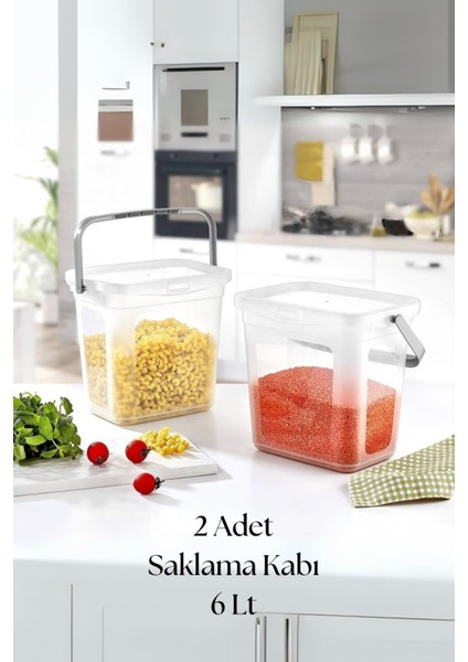 2’li Multibox Erzak Saklama Kabı & Saklama Kutusu 6 Lt Şeffaf