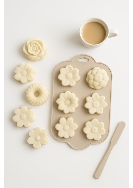 Silikon Kek ve Çikolata Kalıbı 6’lı Krem Renk Pasta Tatlı Muffin Kalıbı