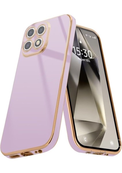 Xiaomi Mi 14T Pro Kılıf Kamera Korumalı Parlak Gold Kenarlı Altın Işlemeli Şeritli Yumuşak Silikon Bark Kapak