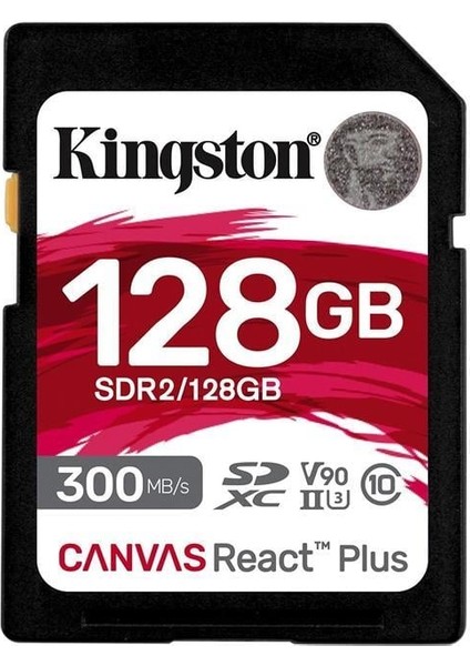 Kingston SDR2-128GB Canvas React Plus Sdxc Uhs-Iı 300R-260W U3 V90 For Full Hd-4k-8k Hafıza Kartı