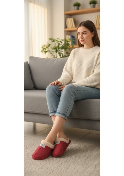 Içi Tüy Detaylı Kadın Ev Terlik