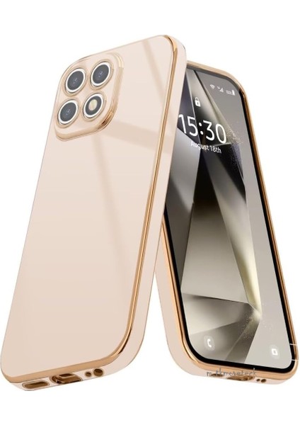 Xiaomi Mi 14T Pro Kılıf Kamera Korumalı Parlak Gold Kenarlı Altın Işlemeli Şeritli Yumuşak Silikon Bark Kapak