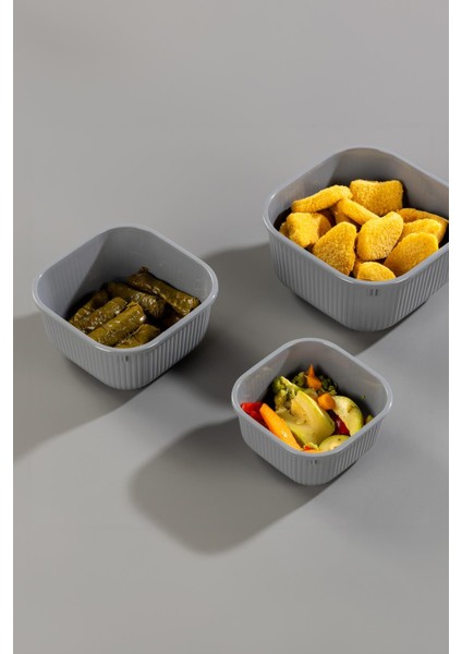 Kare 3 Parça Vakumlu Sızdırmaz Hava Almaz Saklama Kabı Seti Füme (1800/1100/600 Ml) fiyatları