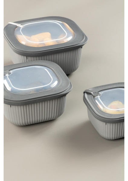 Kare 3 Parça Vakumlu Sızdırmaz Hava Almaz Saklama Kabı Seti Füme (1800/1100/600 Ml) modelleri