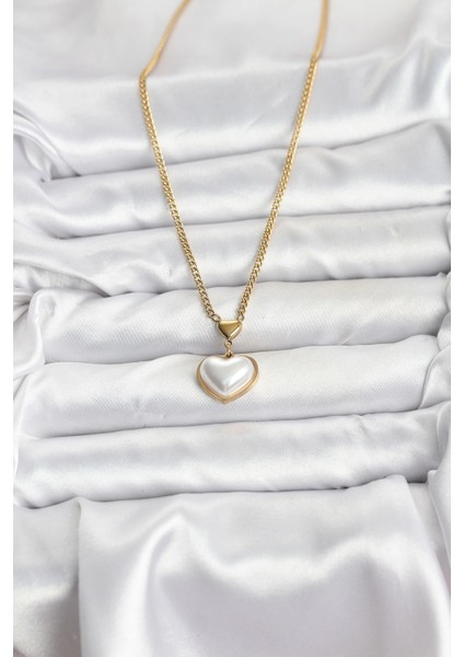 Bfs 316L Çelik Zincir Gold Renk Bombeli Kalp Model Kadın Kolye fiyatları