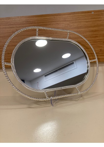 Tepsi Döküm Pirinç Oval Aynalı Gümüş 37X25 cm
