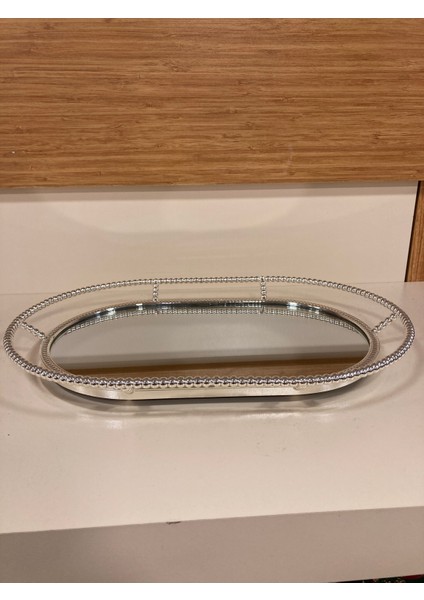 Tepsi Döküm Pirinç Oval Aynalı Gümüş 37X25 cm fırsatları