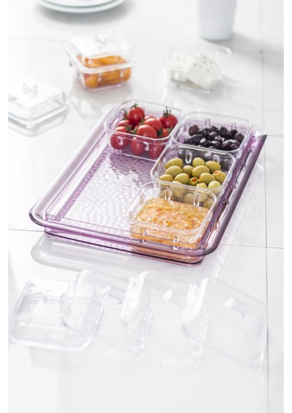 Akrilik Mürdüm 6’lı Kapaklı Kahvaltılık Kahvaltı Seti & Saklama Kabı (Cam Değildir) fiyatları