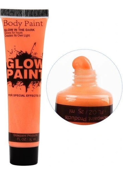 Karanlıkta Parlayan Fosforlu Neonlu Glow Parti Yüz Boyası Vücut Kremi Turuncu Renk modelleri