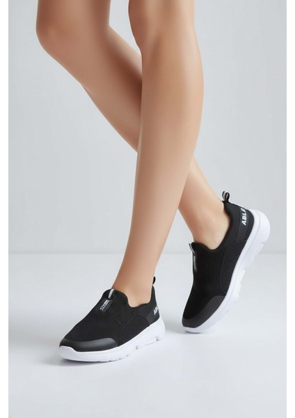 2231-BESTOF Anatomik Tabanlı Ultra Hafif Bağcıksız Unisex Yürüyüş Ayakkabısı - NKT02231-SIYAH-BEYAZ-40