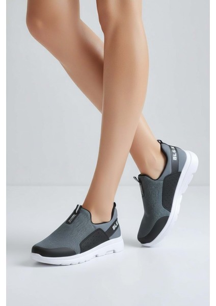 2231-BESTOF Anatomik Tabanlı Ultra Hafif Bağcıksız Unisex Yürüyüş Ayakkabısı - NKT02231-FÜME-37