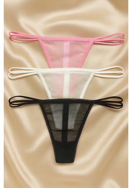 Kadın Aksesuarlı Pamuklu String Külot