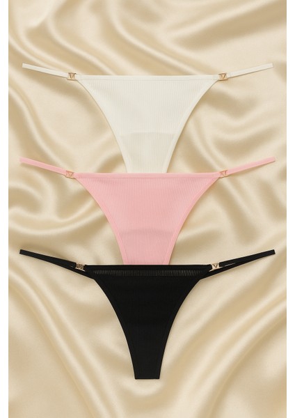 Kadın Aksesuarlı Pamuklu String Külot