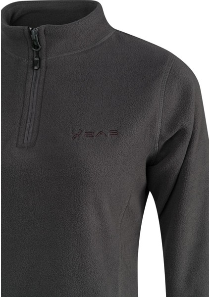 Camila Kadın Yarım Fermuarlı Ince Polar Sweatshirt Antrasit modelleri