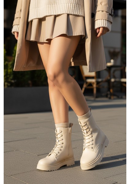 Kadın Postal Bot Kaymaz Termo Taban Suya Dayanıklı Fermuarlı Bağcıklı Tam Kalıp