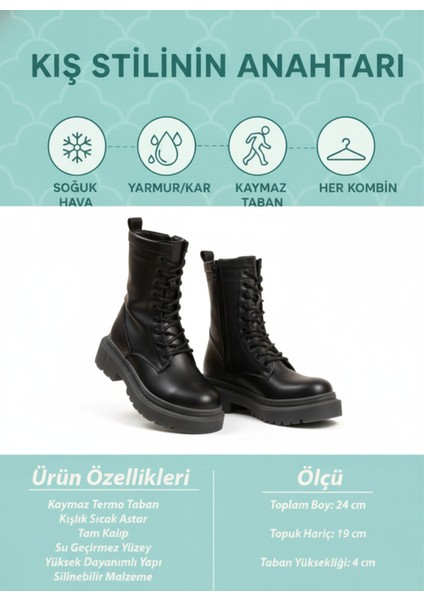 Kadın Postal Bot Kaymaz Termo Taban Suya Dayanıklı Fermuarlı Bağcıklı Tam Kalıp indirimleri
