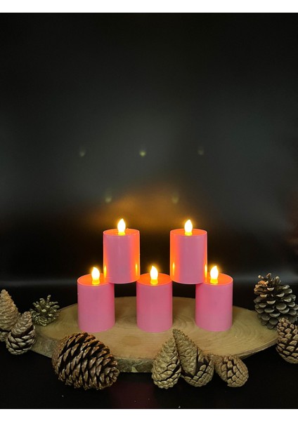 5 Adet 15 cm Pembe Renk Batom LED Mum Çap 6 cm fiyatları