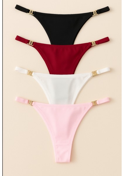 Kadın Aksesuarlı Pamuklu String Külot