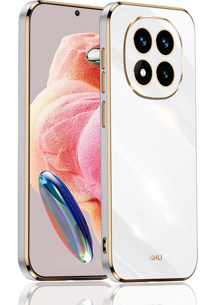 Xiaomi Redmi Note 14 Pro 4g Kılıf Kamera Korumalı Parlak Gold Kenarlı Altın Işlemeli Şeritli Yumuşak Silikon Bark Kapak