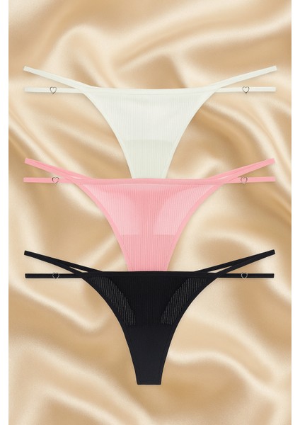 Kadın Aksesuarlı Pamuklu String Külot