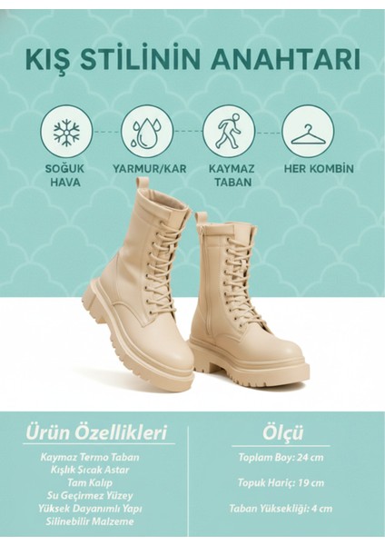 Kadın Postal Bot Kaymaz Termo Taban Suya Dayanıklı Fermuarlı Bağcıklı Tam Kalıp indirimleri