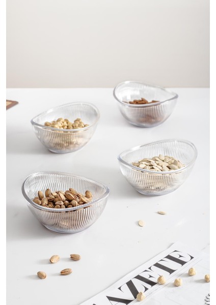 Akrilik Barok Şeffaf Oval 4'lü Küçük Kase Seti & Çerezlik & Sunumluk & Ikramlık (Cam Değildir) modelleri