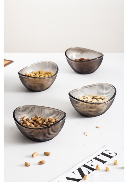 Akrilik Barok Füme Oval 4'lü Küçük Kase Seti & Çerezlik & Sunumluk & Ikramlık (Cam Değildir) modelleri