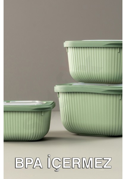 Micro Line Kare Saklama Kabı (600, 1100, 1800 Ml) (Üçlü Set) fiyatları