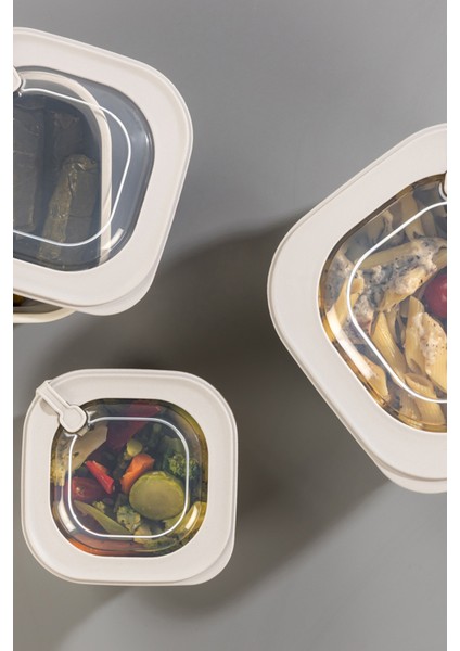 Micro Line Kare Saklama Kabı (600, 1100, 1800 Ml) (Üçlü Set) modelleri