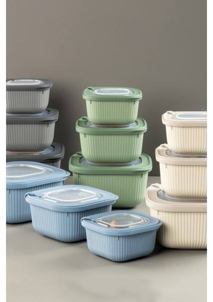 Micro Line Kare Saklama Kabı (600, 1100, 1800 Ml) (Üçlü Set) fırsatları