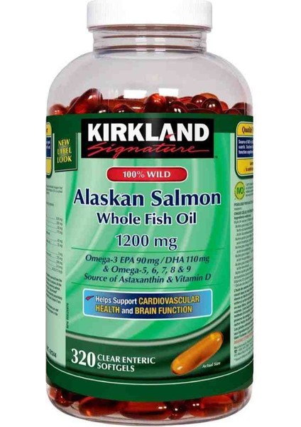 Signature %100 Wild Alaskan Salmon Whole Fish Oil 320 Softgels- Originals Usa/canada