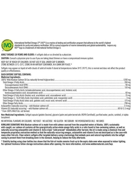 Signature %100 Wild Alaskan Salmon Whole Fish Oil 320 Softgels- Originals Usa/canada fiyatları