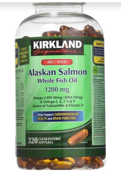 Signature %100 Wild Alaskan Salmon Whole Fish Oil 320 Softgels- Originals Usa/canada modelleri