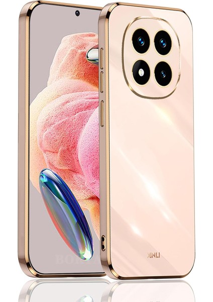 Xiaomi Redmi Note 14 Pro 4g Kılıf Kamera Korumalı Parlak Gold Kenarlı Altın Işlemeli Şeritli Yumuşak Silikon Bark Kapak