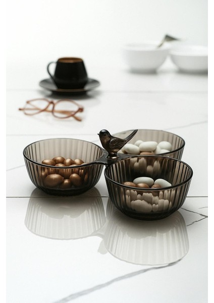 Akrilik Kuşlu Çerezlik Sunumluk Şekerlik Füme ( Cam & Porselen Değildir ) fiyatları