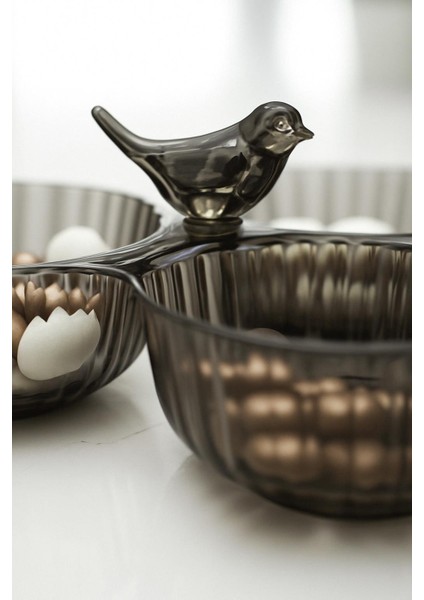 Akrilik Kuşlu Çerezlik Sunumluk Şekerlik Füme ( Cam & Porselen Değildir ) modelleri