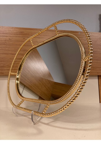 Tepsi Oval Aynalı Pirinç Döküm Altın 37X25 cm modelleri