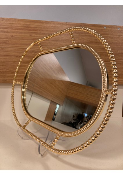 Tepsi Oval Aynalı Pirinç Döküm Altın 37X25 cm fırsatları