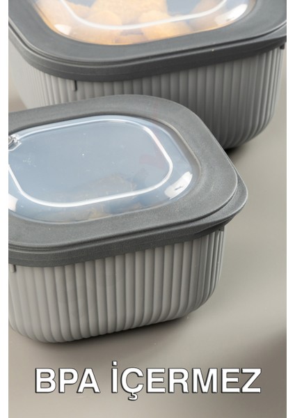 Micro Line Kare Saklama Kabı (600, 1100, 1800 Ml) (Üçlü Set) fiyatları