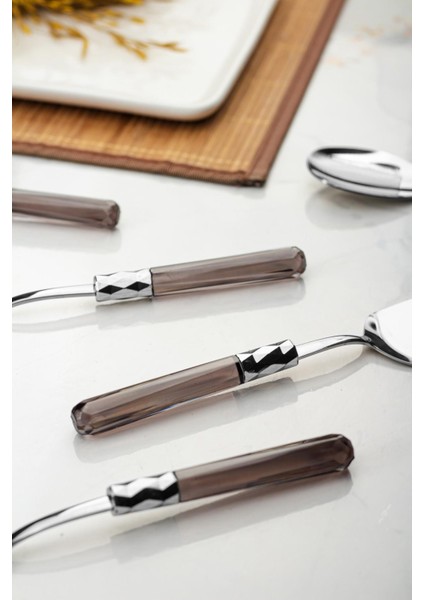 5 Parça Platin Servis Seti & Servis Sunum Seti Füme ( Kepçe / Kevgir / Sıpatula / Çatal / Kaşık ) fırsatları