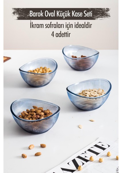 Akrilik Barok Lacivert Oval 4'lü Küçük Kase Seti & Çerezlik & Sunumluk & Ikramlık (Cam Değildir) fiyatları