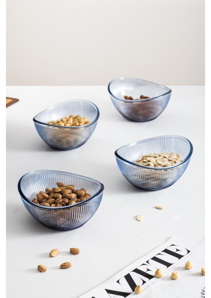 Akrilik Barok Lacivert Oval 4'lü Küçük Kase Seti & Çerezlik & Sunumluk & Ikramlık (Cam Değildir) fırsatları