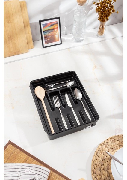 Akrilik Siyah Ayarlanabilir Çekmece Içi Kaşıklık & Çekmece Içi Organizeri (35*28*5 / 35*44*5) modelleri