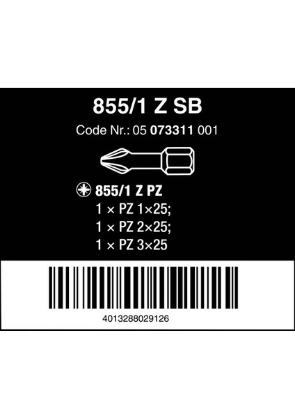 855/1Z Pozidriv Bits Uç Pz1-3 Set 05073311001 fırsatları